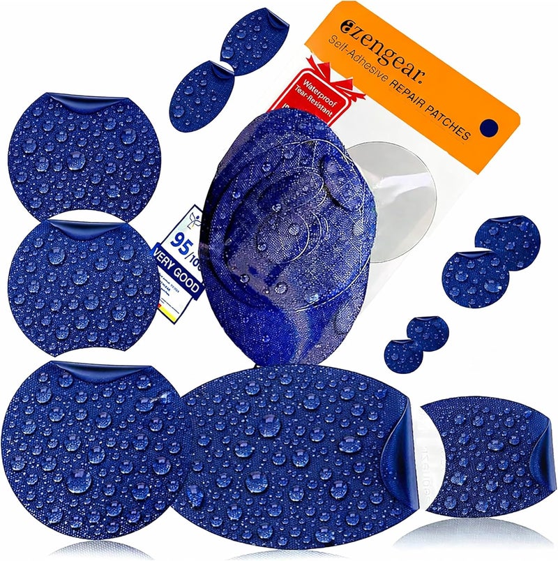 aZengear Repair Patches - Waterproof, Self-Adhesive, Tear-Cold-Heat-Resistant Polyester Fabric to Fix Down Jacket, Puffer, Snowsuit, Shoe, Tent, PVC, Clothing, Upholstery (Navy Blue) - Image 1
